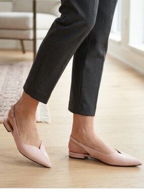 L'Intervalle Jubilant Nude Leather Sling-Back Flats